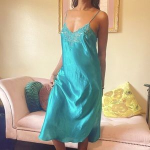 Teal Midi Slip Dress